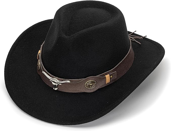 Photo 1 of Western Cowboy Hat for Men Women Classic Roll Up Fedora Hat with Buckle Belt(Size:Medium)
