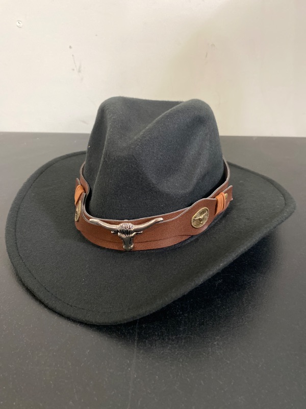 Photo 2 of Western Cowboy Hat for Men Women Classic Roll Up Fedora Hat with Buckle Belt(Size:Medium)
