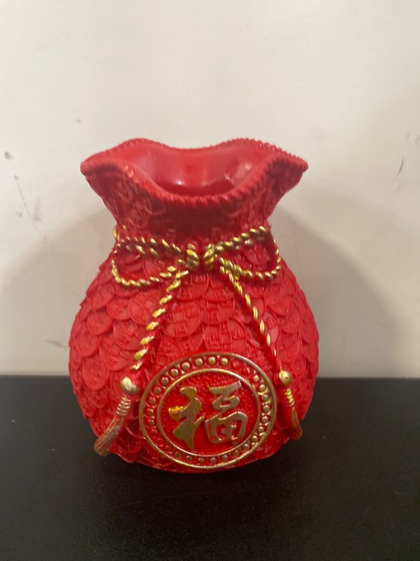 Photo 2 of WLBHWL Generic Resin Lucky Bags Vase Home Decoration Flower Pot Cabinet Decor, Lucky Decor, Chinese Style Wide Use Desktop Ornament Bags Shape for Office
