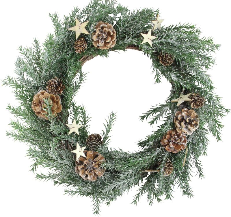 Photo 1 of Northlight Pine Cones & Stars Christmas Wreath, 13.5", Brown
