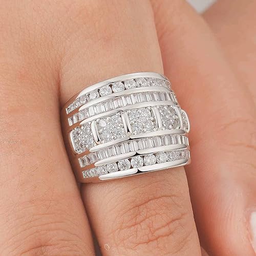 Photo 2 of  Cubic Zirconia Engagement Bridal Eternity Stackable Rings White Gold Size 6-7