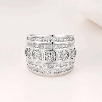 Photo 1 of  Cubic Zirconia Engagement Bridal Eternity Stackable Rings White Gold Size 6-7