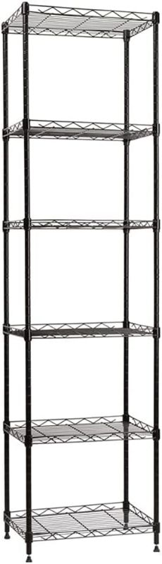 Photo 1 of YOHKOH 6 Wire Shelving Steel Storage Rack Adjustable Unit Shelves for Laundry Bathroom Kitchen Pantry Closet 16.7" Width x 62" Height x 11.7" Depth, Black
