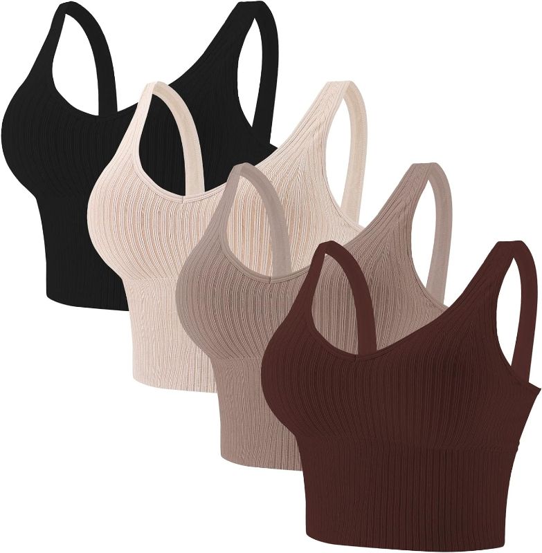 Photo 1 of S-M Eleplus 4 Pieces Comfy Cami Bra for Women Crop Top Yoga Bralette Longline Padded Lounge Bra Pack of 4
