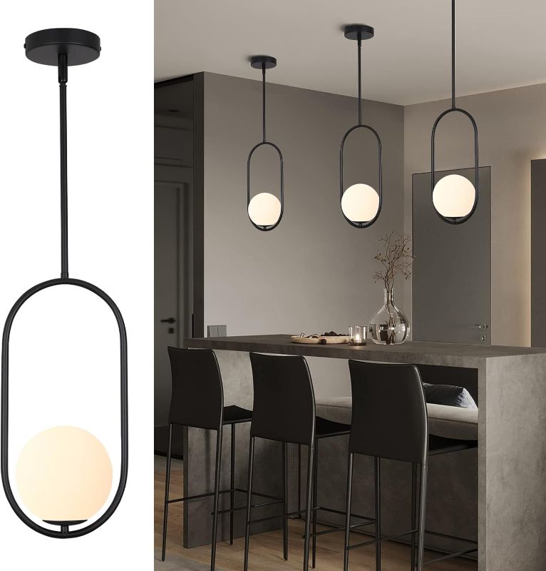 Photo 1 of SeeU Modern Pendant Lighting One Light Chandelier Globe Black Pendant Light Indoor Hanging Light Fixture for Kithchen Island Dinning Room Bedroom
