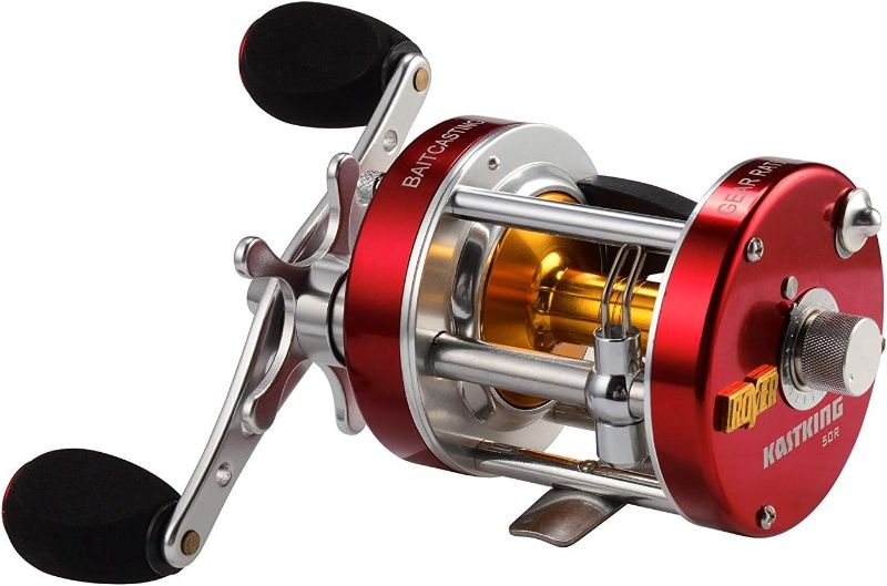 Photo 1 of KastKing Rover Round Baitcasting Reel, Perfect Conventional Reel for Catfish, Salmon/Steelhead, Striper Bass and Inshore Saltwater Fishing - No.1 Highest Rated Conventional Reel, Reinforced Metal Body
