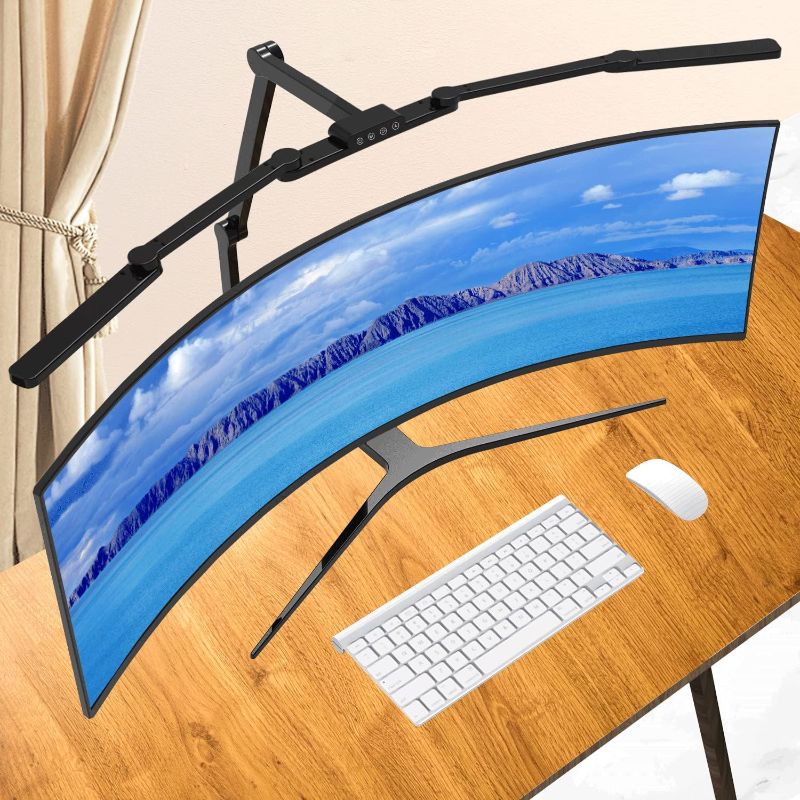 Photo 1 of Transformable LED Desk Lamp, 41.5" Large Architect Desk Lamp with Clamp, 3 Light Bars Desk Light for Home Office, 24W Auto Dimming Office Lighting Table Light for L Shaped Desk
