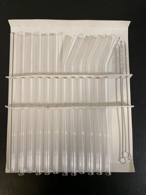 Photo 4 of Pack of 2 8oz(250ml) Clear Glass & 12-Pack Clear Glass Straws Shatter Resistant Set