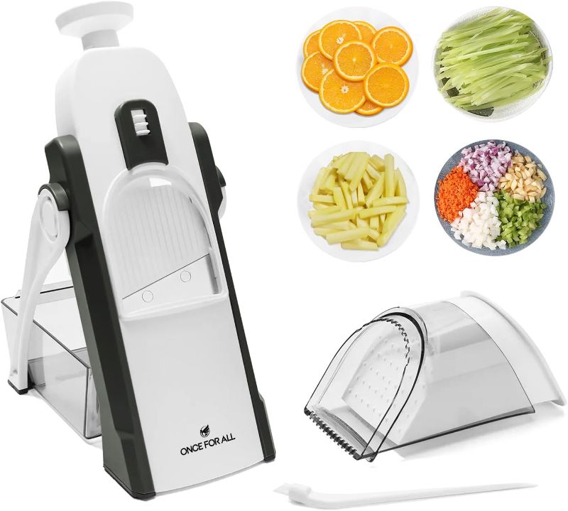 Photo 1 of ONCE FOR ALL Upgrade Safe Mandoline Slicer Plus, Adjustable Vegetable Food Chopper Potato Fries French Fry Cutter, Detachable Blade, Kitchen Chopping Artifact, New Kitchen Gift