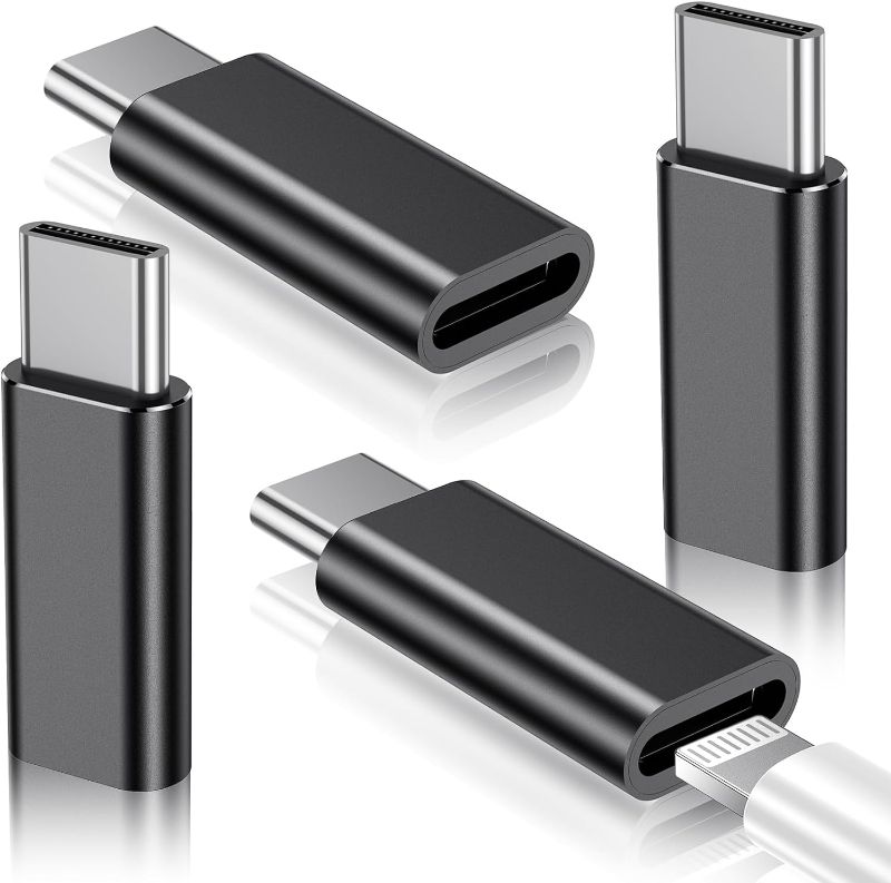 Photo 1 of Temdan 4 Pack Lightning to USB C Adapter for iPhone 15/15 Pro/15 Pro Max/15 Plus,Samsung,Gender Changer Adapter,Type C Charger Connector Cable,for iPhone 15 Charger Adapter,Not for Audio/OTG-Black
