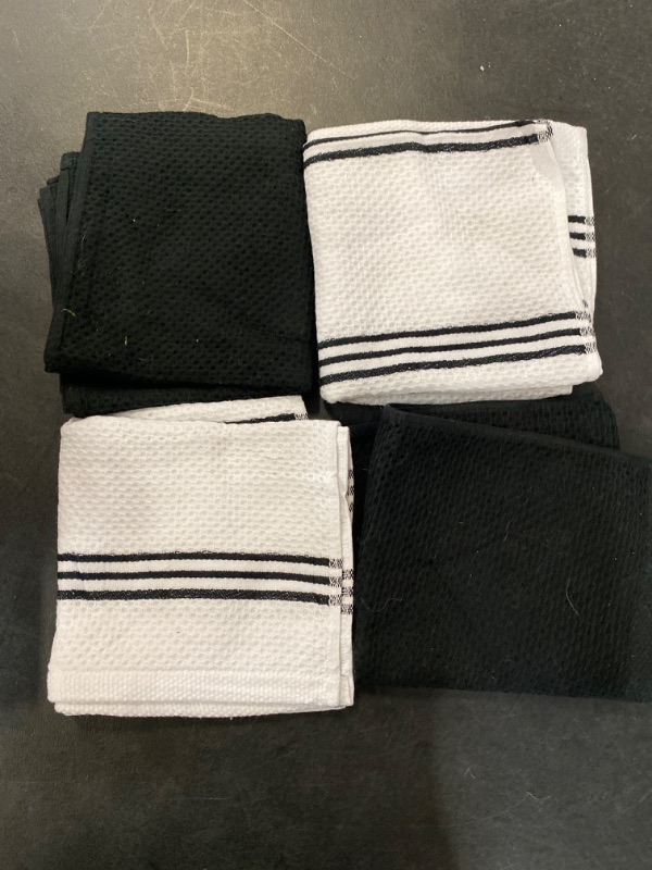 Photo 2 of Kitchen Towels Dish Towels 100% Cotton, Set of 4, Gray and White Hand Towels, Tea Towels, Reusable and Absorbent Cleaning Cloths, Oeko-Tex Cotton, 28 in x 16 in
