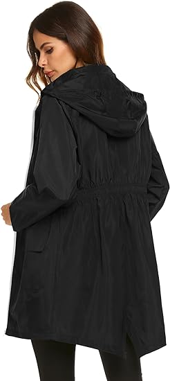 Photo 3 of Small Lomon Women Waterproof Lightweight Rain Jacket Active Outdoor Hooded Raincoat
