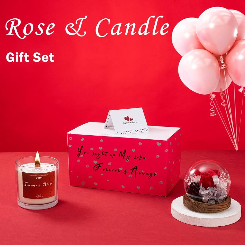 Photo 2 of Mothers Day Candles Gifts for Mom from Daughter Son, Mothers Day Rose Gifts for Wife from Husband, Mothers Day Flowers Candle Set Gift Ideas, Scented Candles & Preserved Rose
