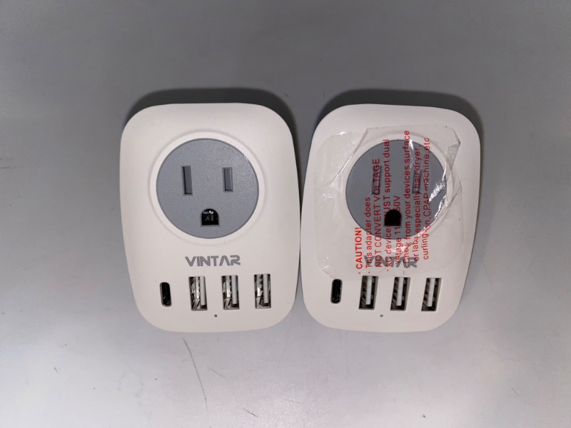 Photo 2 of [2-Pack] European Travel Plug Adapter, VINTAR International Power Plug Adapter with 1 USB C, 2 American Outlets and 3 USB Ports, 6 in 1 Travel Essentials to Most of Europe Greece, Italy(Type C)
