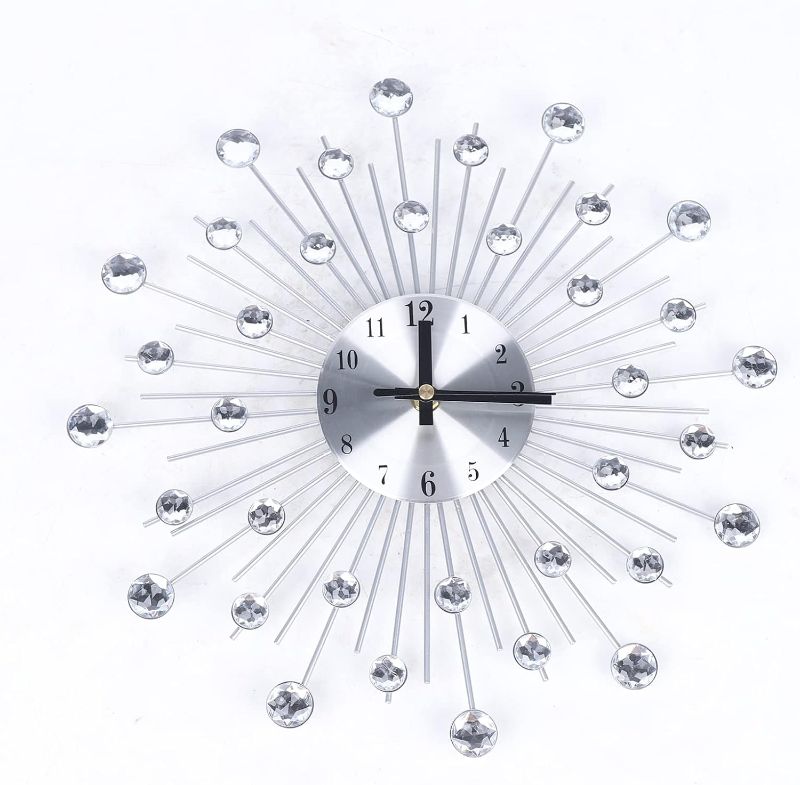 Photo 1 of Gdrasuya10 Glass Crystal Wall Clock, 13in Creative Metal Wall Clock Silent Clock Decorative Wall Clock Suitable for Living Room Bedroom Office Home
