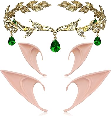 Photo 1 of Vintage Waterdrop Leaf Tiara Crown Headband Elf Ears for Halloween Bridal Bridesmaid Pageants Wedding Prom
