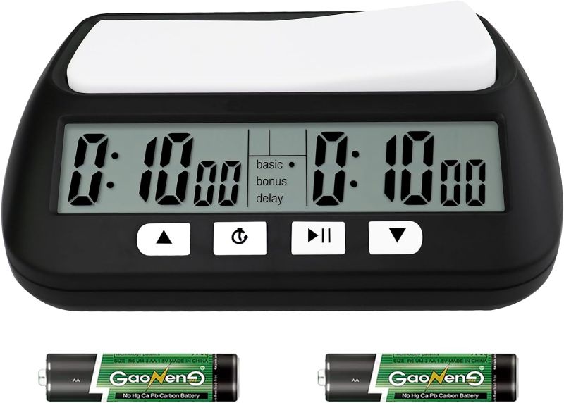 Photo 1 of Digital Chess Clock Timer,QINFIEY Chess Timer for Board Games,Professional Chess Timer with Bonus Delay Count Down Up Function,Batteries Included
