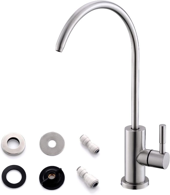 Photo 1 of WEWE Drinking Water Faucet for Kitchen Sink, Kitchen Water Filter Faucet Stainless Steel for Reverse Osmosis or Water Filtration System Beverage Non-Air Gap RO Faucet Brushed Nickel Finish
