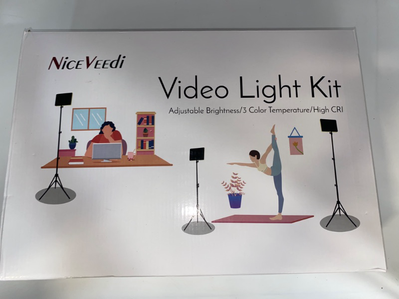 Photo 2 of 2-Pack LED Video Light Kit, NiceVeedi Studio Light, 2800-6500K Dimmable Photography Lighting Kit with Tripod Stand&Phone Holder, 73" Stream Light for Video Recording, Game Streaming, YouTube
