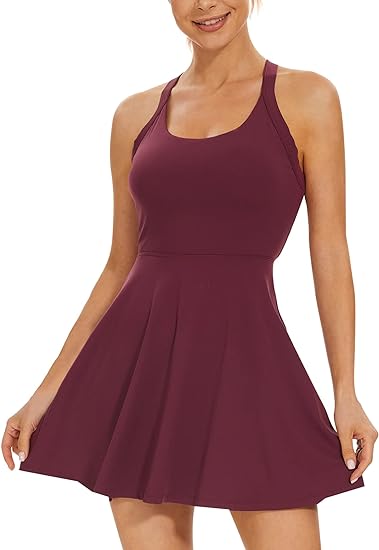 Photo 1 of XL Tennis Dress with Built-in Bra & Shorts Backless Cut Out Twisted Side Pocket 2-in-1 Barre Ballet Dance Dress
