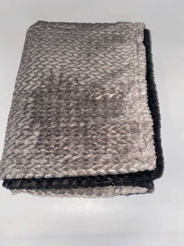Photo 2 of NEWCOSPLAY Super Soft Throw Blanket Ombre Dark Grey Premium Silky Flannel Fleece Leaves Pattern Lightweight Bed Blanket All Season Use (Ombre Dark Grey, Throw(50"x60"))
