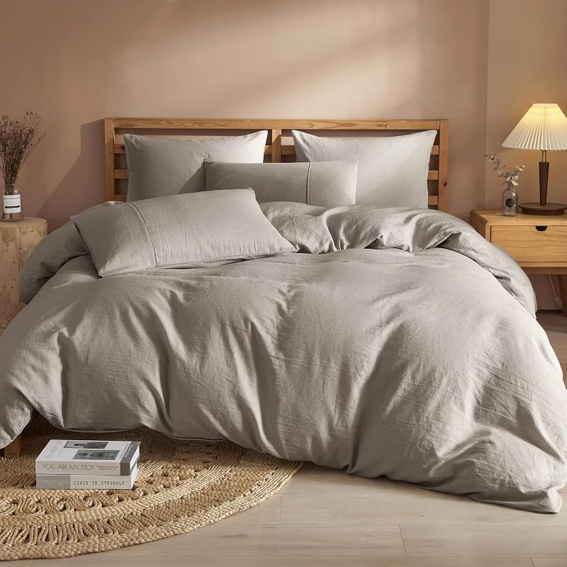 Photo 1 of King Size 100% Linen Duvet Cover  - Pure French Natural Linen Durable Comforter Cover for Hot Sleepers Stone Washed Cooling Moisture-Absorbing Duvet Cover with 2 Pillowcases
