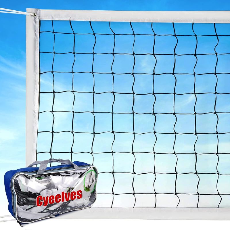 Photo 1 of Professional Volleyball Net Outdoor Sand, Grass Volleyball Nets for Backyard, Portable Beach Kids Badminton Net Pro Volleyball Practice Net Set 32X3FT Indoor Volleyball Net for Pool Inground, *No Poles*

