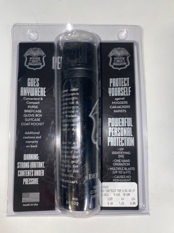 Photo 2 of POLICE MAGNUM Pepper Spray Self Defense- Max Strength Portable Canister- 4 Ounce Flip Top (Stream)
