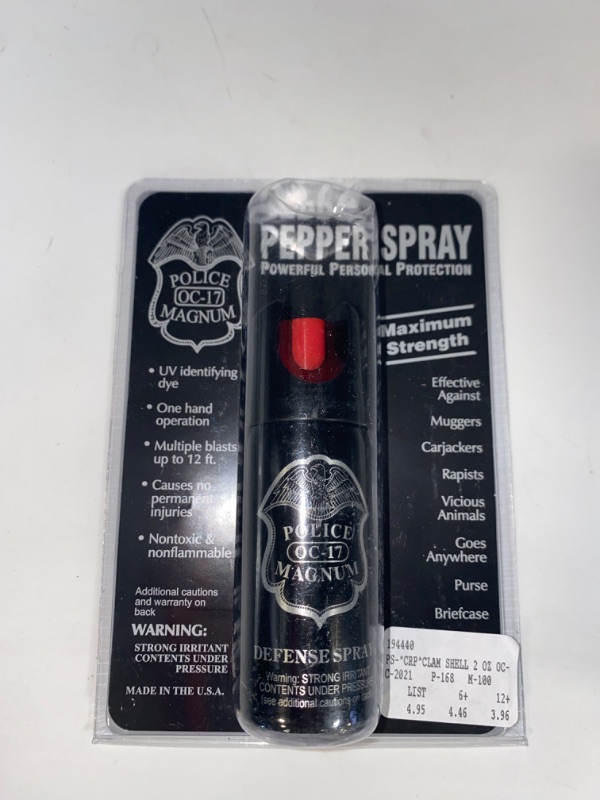 Photo 1 of POLICE MAGNUM Pepper Spray- Portable Self Defense- Made in The USA- Maximum Strength-16ft Range- 2oz Twist Lock