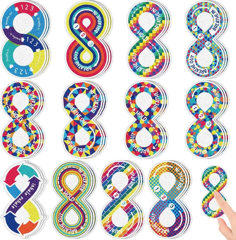 Photo 1 of Fulmoon 120 Pcs Bohemia Anxiety Sensory Stickers Textured Sensory Strips Tactile Rough Calm Sensory Stickers Adhesive Tactile Fidget Tool for Classroom Desk Adults Teens Anxiety Relief(Groovy)