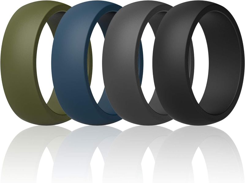 Photo 1 of Size 10 - ThunderFit Mens Silicone Rings Wedding Bands - 7 rings - Classic & Middle Line - 