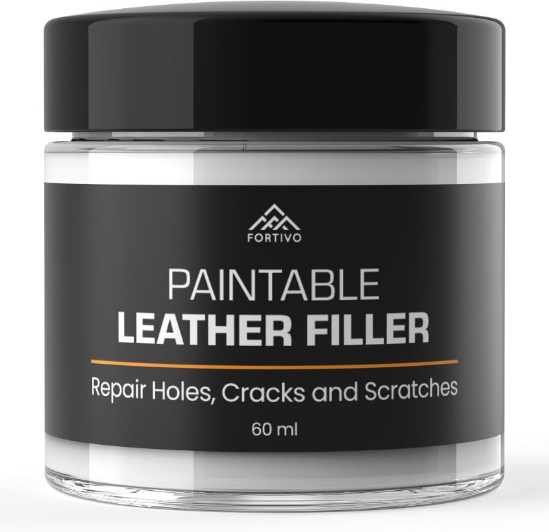 Photo 1 of Paintable Leather Filler - Leather Repair for Tears and Holes - Leather Scratch Repair - Easy Step-by-Step Guide- Leather Repair Gel - White - 60 mL