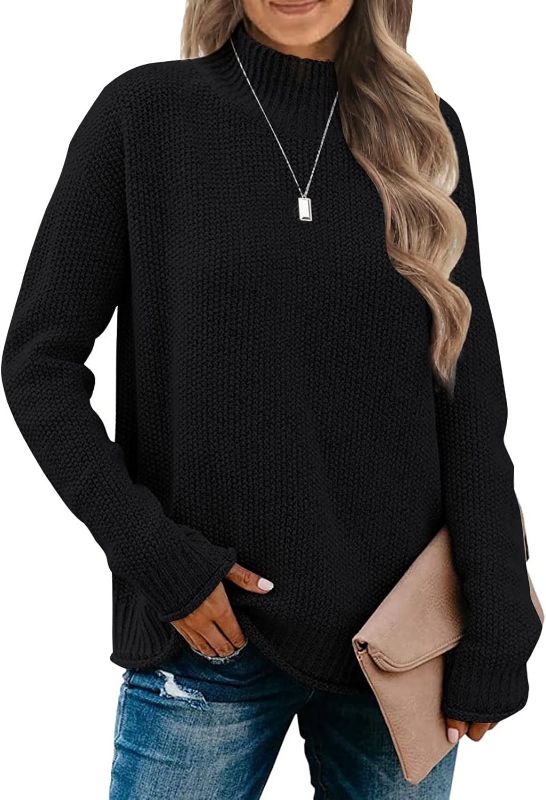 Photo 1 of Size L - MEROKEETY Women's Long Sleeve Turtleneck Cozy Knit Sweater Casual Loose Pullover Jumper Tops