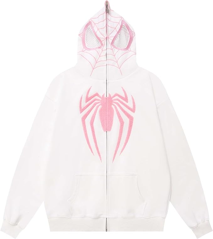 Photo 1 of Size L - Crancious Spider Sweatshirt Y2k Full Zip Up Hoodie Women Oversized Goth Sweatshirt E-Girl