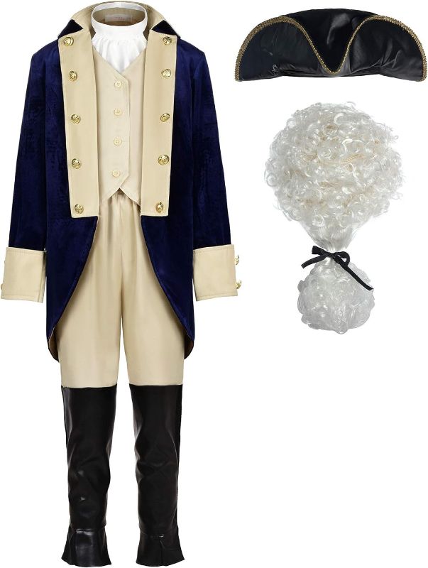 Photo 1 of Size 9-12 Years - ReliBeauty Washington Costume Boys Hamilton American Colonial Uniform with Wig