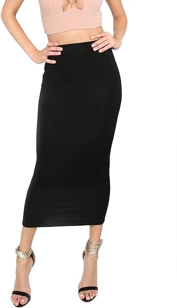 Photo 1 of Size XL - Women's Solid Basic Below Knee Stretchy Pencil Skirt