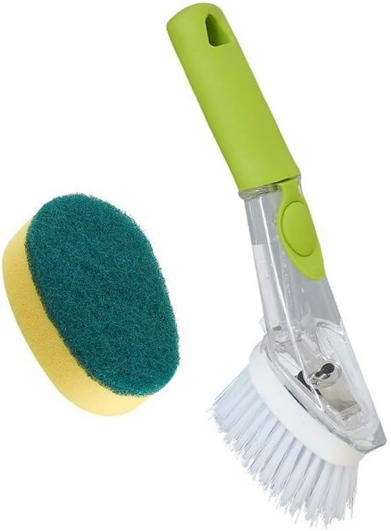 Photo 1 of Brush Head Not Included - Set Dish Brush with Washing Up Liquid Soap Dispenser Handle PP Brushing Head+Sponge Kitchen Dish Pot Pans Cleaning Brushes