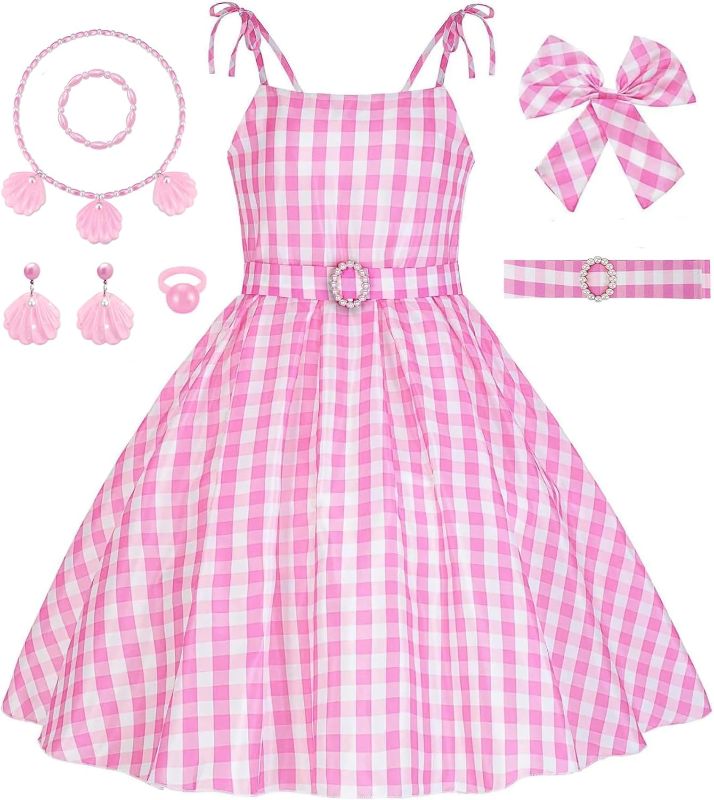 Photo 1 of Size S (Some Pieces are missing, see picture) Girls Pink Costume Dress Movie Cosplay Costumes Outfits for Kids Halloween Birthday Party Dress Up