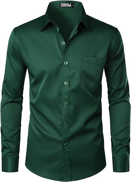 Photo 1 of Size Large ZEROYAA Men's Urban Stylish Casual Business Slim Fit Long Sleeve Button Up Dress Shirt with Pocket