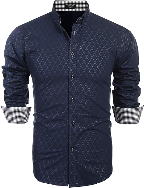 Photo 1 of Size L - COOFANDY Men's Business Dress Shirt Long Sleeve Casual Slim Fit Button Down Shirt