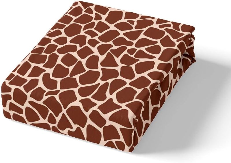 Photo 1 of Size Full - Giraffe Skin Print Bed Sheet Set for Girls Boys Kids Zoo Animal Hair Bedding Set Bedroom Decorative Fur Print Fitted Sheet Luxurious Bed Cover