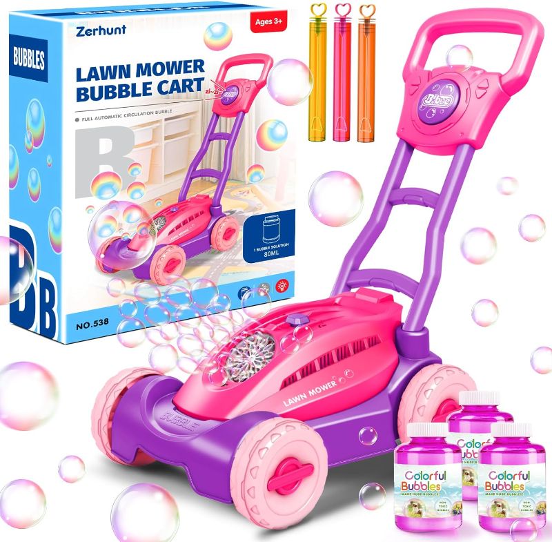 Photo 1 of Automatic Bubble Machine Lawn Mower: Outdoor Toy for Toddlers Ages 3-6 - Garden Yard Party Fun - Bubble Maker Gift Idea for Girls