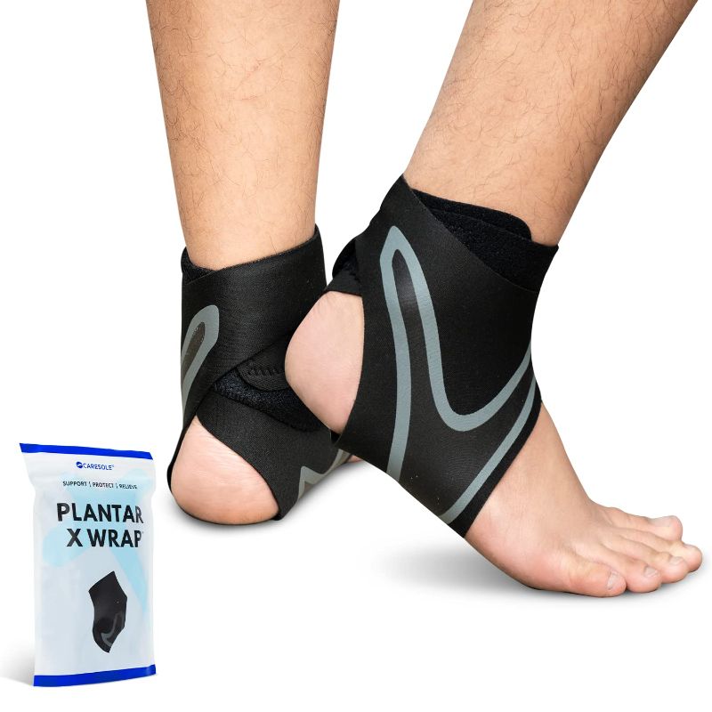 Photo 1 of Plantar X Wrap - (Medium Size) Compression Ankle Support for Men Women, Breathable Neoprene Foot Sleeve | Sore Feet, Arch Heel Spur Relief | Running, Exercise, Basketball, Medium Size (Black)