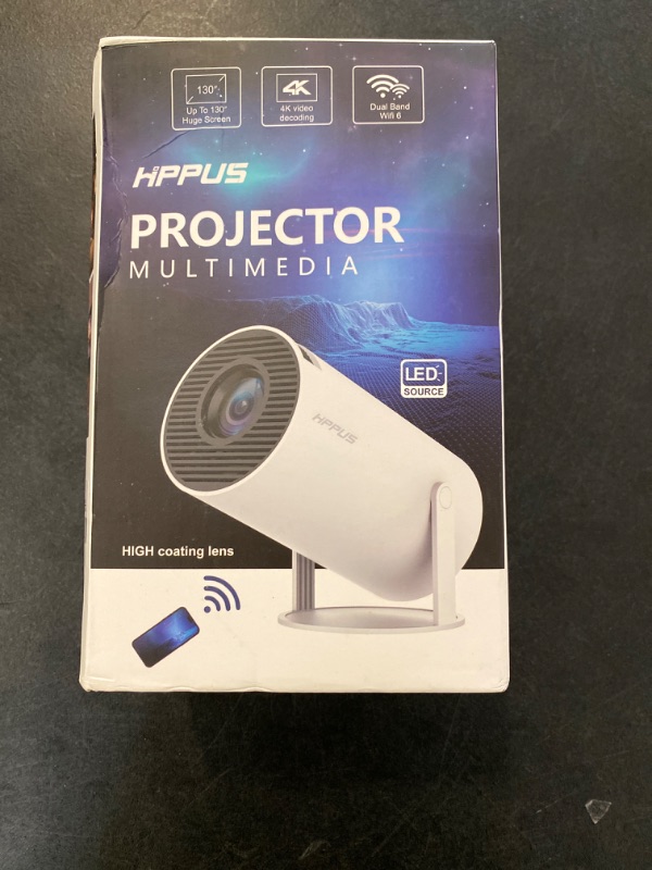 Photo 2 of [180°Freestyle & Auto Keystone]Projector with 5G WiFi and Bluetooth HIPPUS,,Mini Portable Projector for iphone,1080P Supported ,Zoom, Movie Projector Compatible with TV Stick, iOS, Android, PS5,Silver