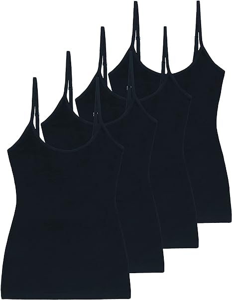 Photo 1 of Size M - Comfneat Women's 4-Pack Slim-Fit Camisoles Cotton Adjustable Spaghetti Strap Top Underwear