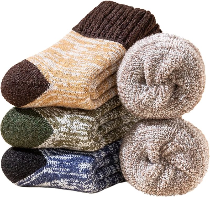 Photo 1 of YZKKE 3Pack Mens Super Thick Wool Warm Socks - Soft Comfort Casual Crew Winter Socks