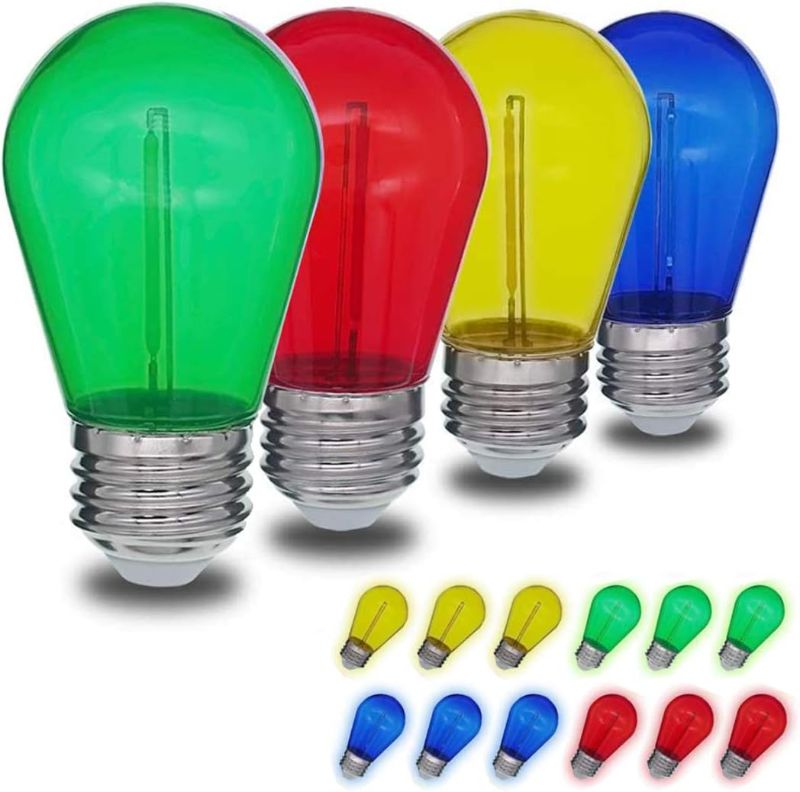 Photo 1 of Jslinter Colored String LED Light Bulbs - 1 watt Plastic Outdoor Indoor S14 Bulbs for Christmas String Light Replacement - Shatterproof - E26 Base - 16Pack - Red/Blue/Yellow/Green