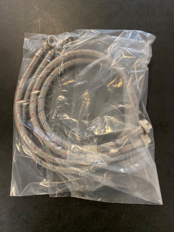 Photo 1 of Washing Machine Hoses,Stainless Steel Washing Machine Hose 4 Foot Washer Stainless Steel Hoses Elbows 2 Packs Washer Hoses Supply Lines-washer hoses 4ft Hot and Cold Striped Water