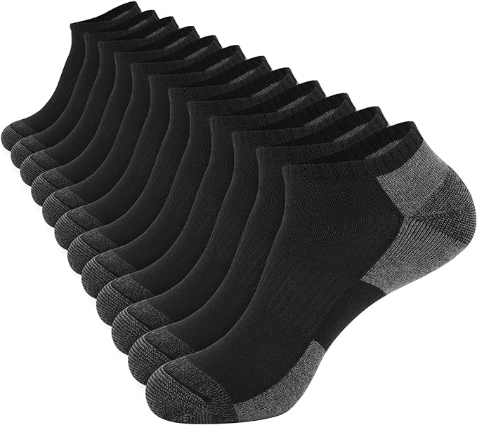 Photo 1 of  (Shoe Size 6-11) COOPLUS 12 Pack Mens Cushioned Ankle Socks, Low Cut Breathable Casual Socks