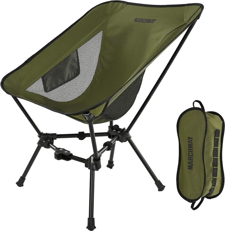 Photo 1 of MARCHWAY Lightweight Folding Camping Chair, Stable Portable Compact for Outdoor Camp, Travel, Beach, Picnic, Festival, Hiking, Backpacking, Supports 330Lbs (Green)